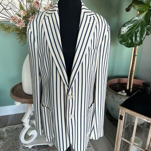 Eleventy Milano Navy and Cream Striped Blazer